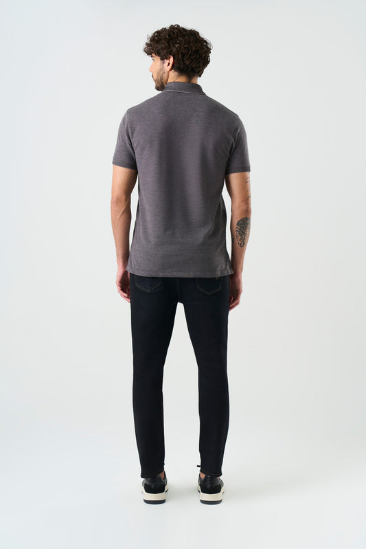 Polo poniente en pique de algodón para hombre semifitted