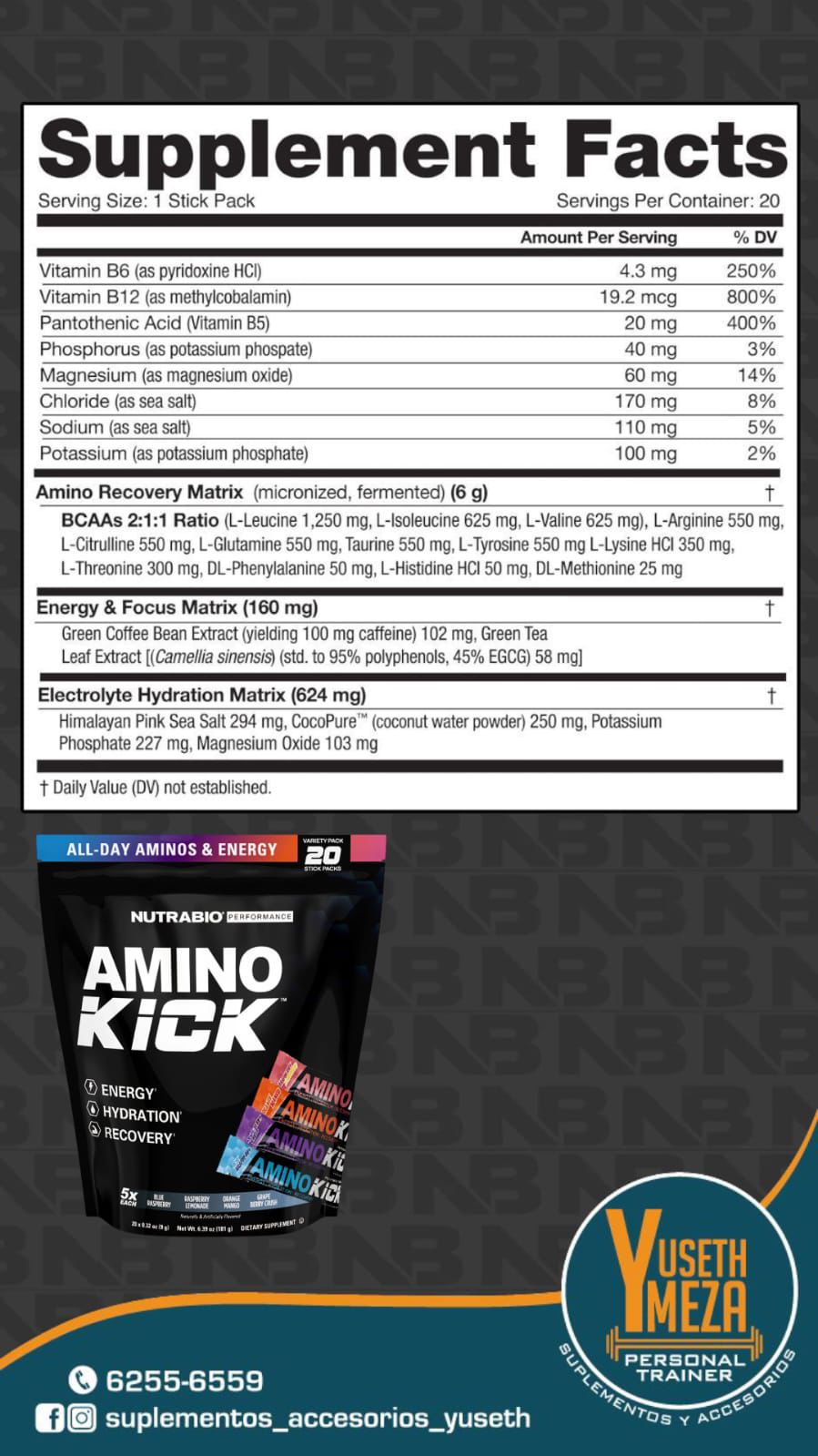 NUTRABIO AMINO KICK 20 SERV GUSSET BAG VARIETY PACK
