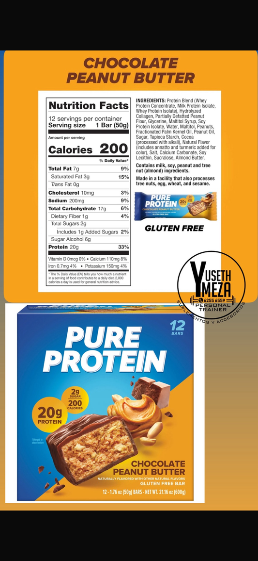 Pure Protein/ Barritas/ CHOCOLATE
PEANUT BUTTER PROTEIN BAR