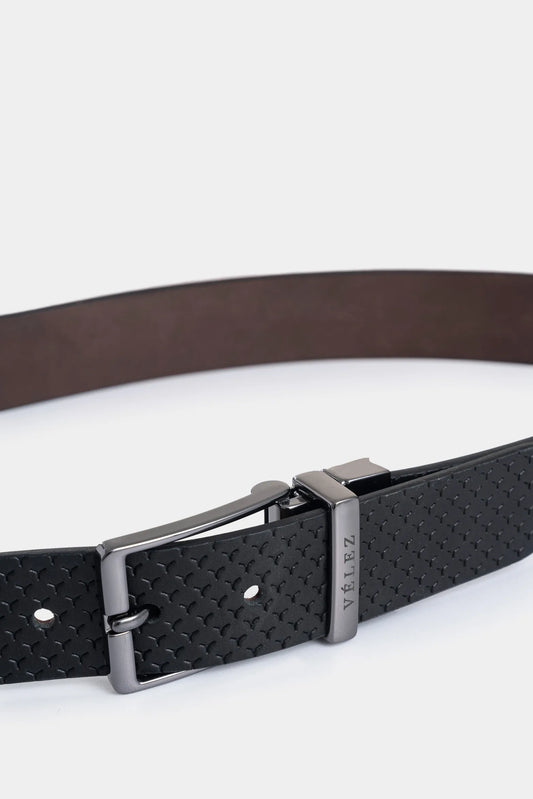 Cinturón doble faz Pavia de cuero para hombre punta cuadrada