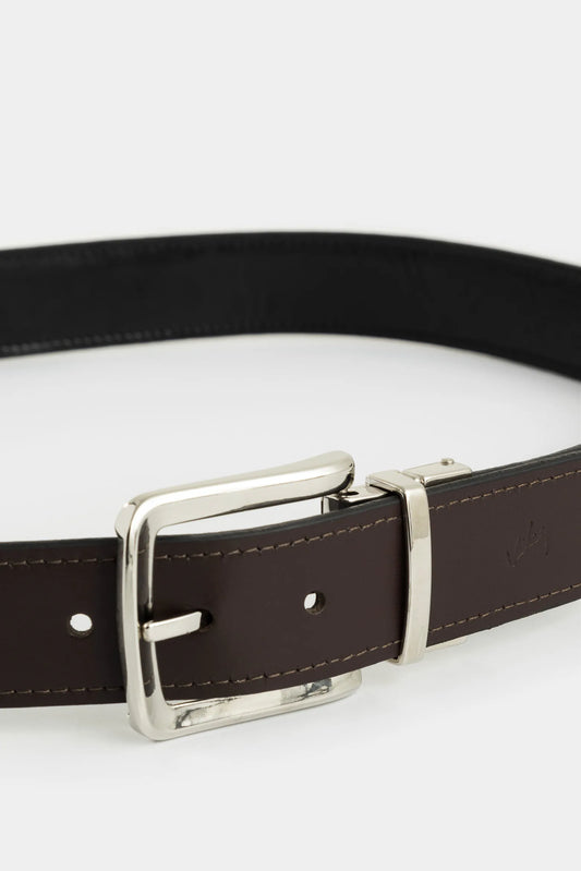 Cinturón doble faz austen de cuero para hombre costuras decorativas bordes