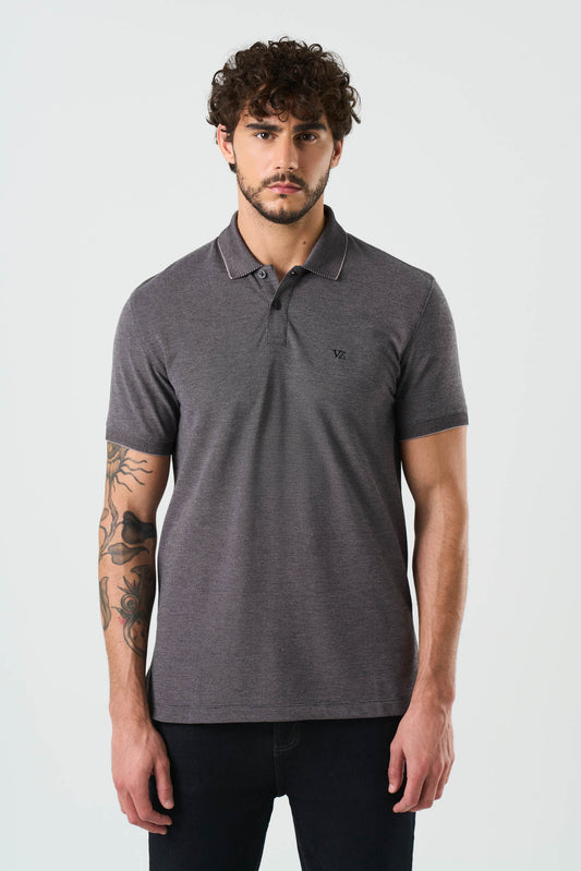 Polo poniente en pique de algodón para hombre semifitted