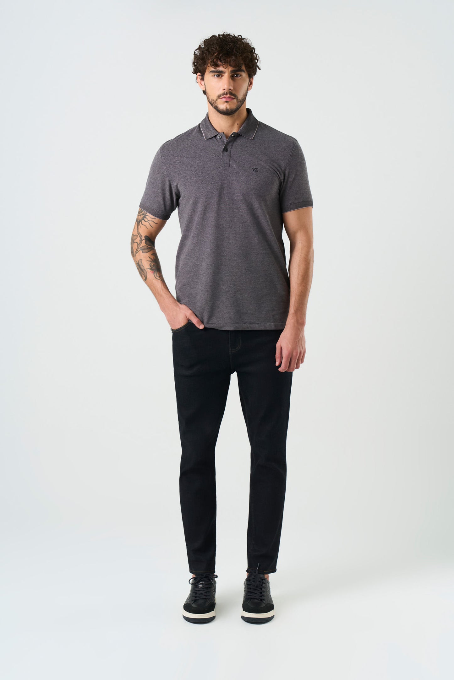 Polo poniente en pique de algodón para hombre semifitted