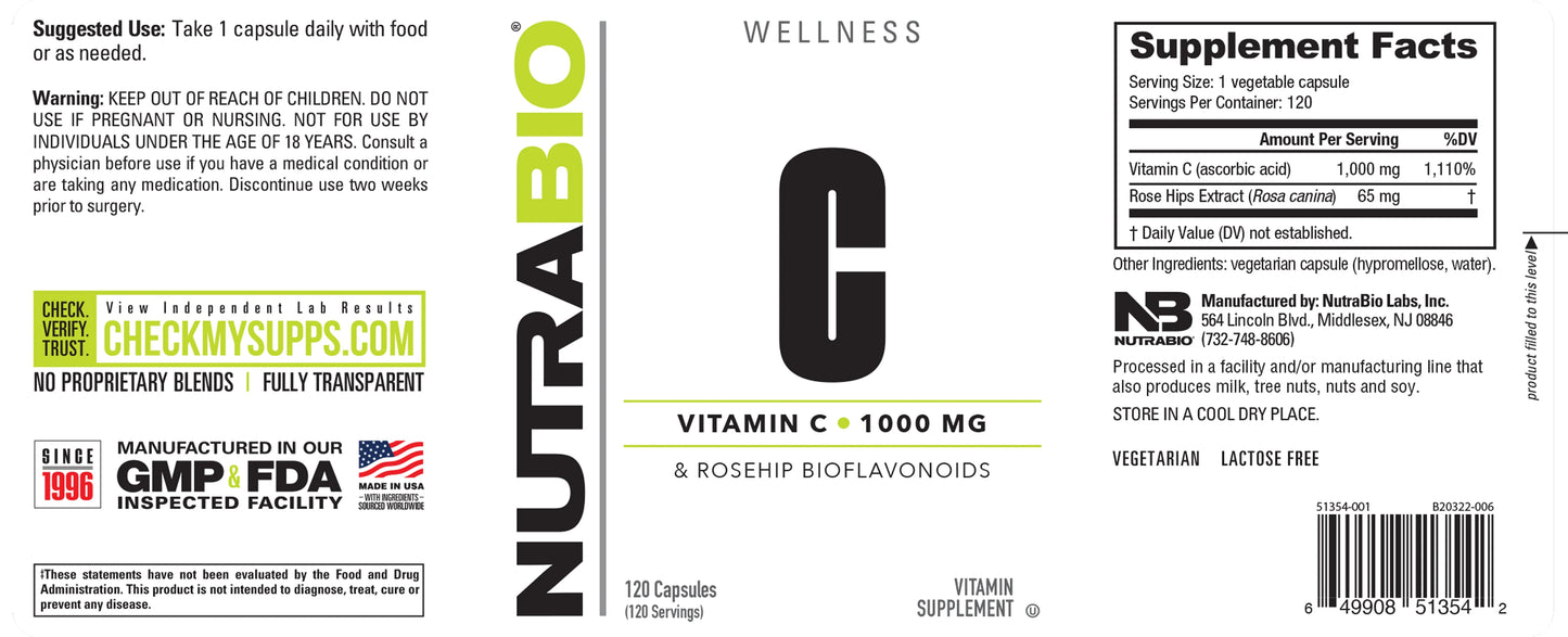 NUTRABIO VITAMINA C / 120 CAPS