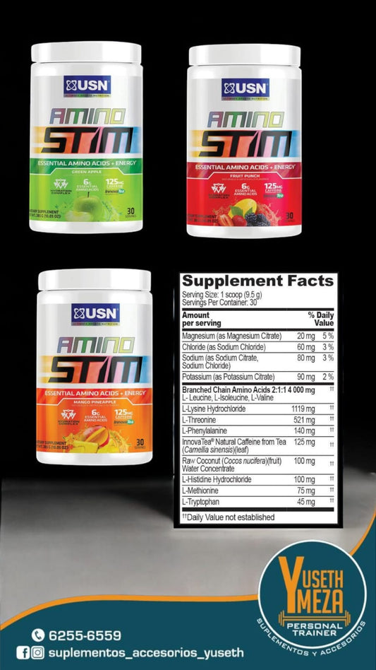 USN AMINO STIM / MANZANA VERDE / 30 SERV
