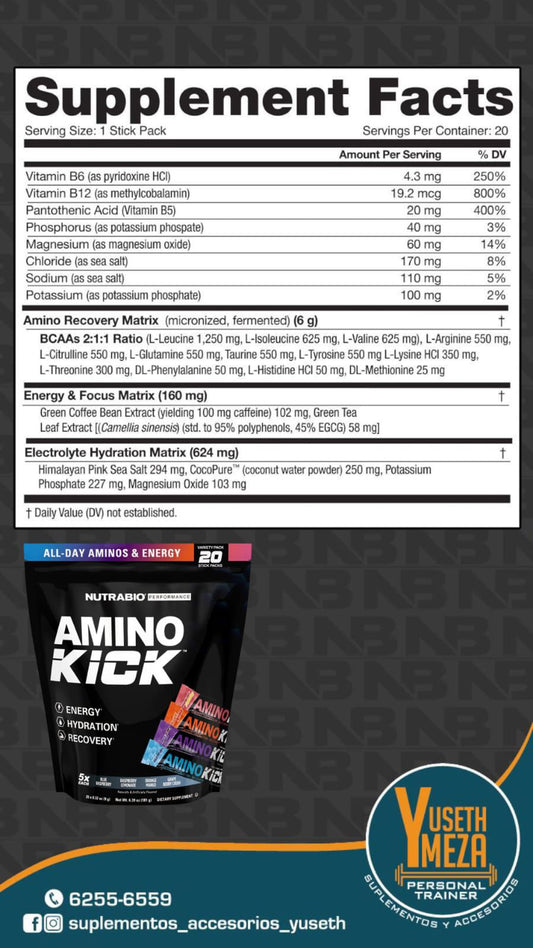 NUTRABIO AMINO KICK 20 SERV GUSSET BAG VARIETY PACK