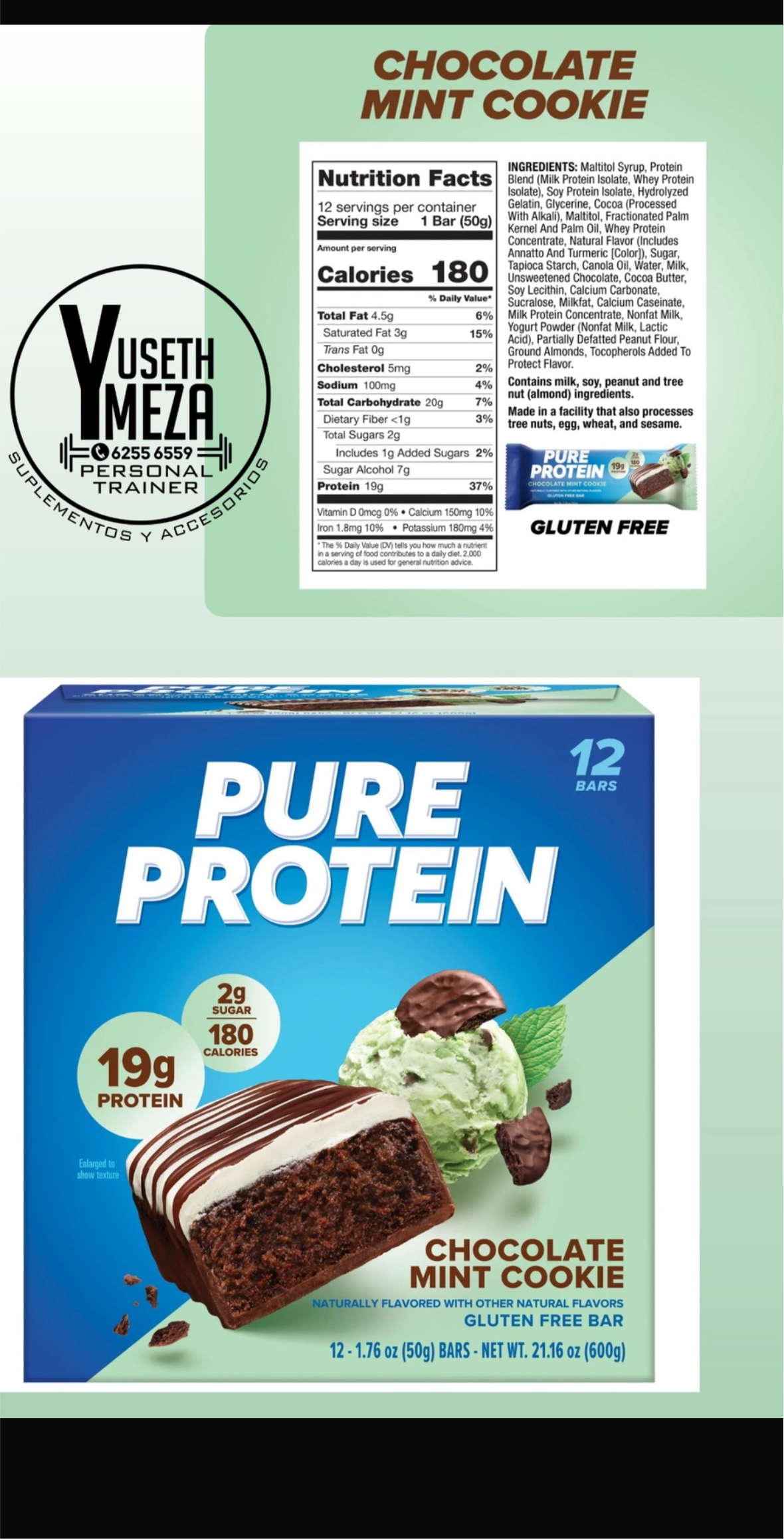 Pure Protein/ Bar/ CHOCOLATE MINT
COOKIE PROTEIN BAR