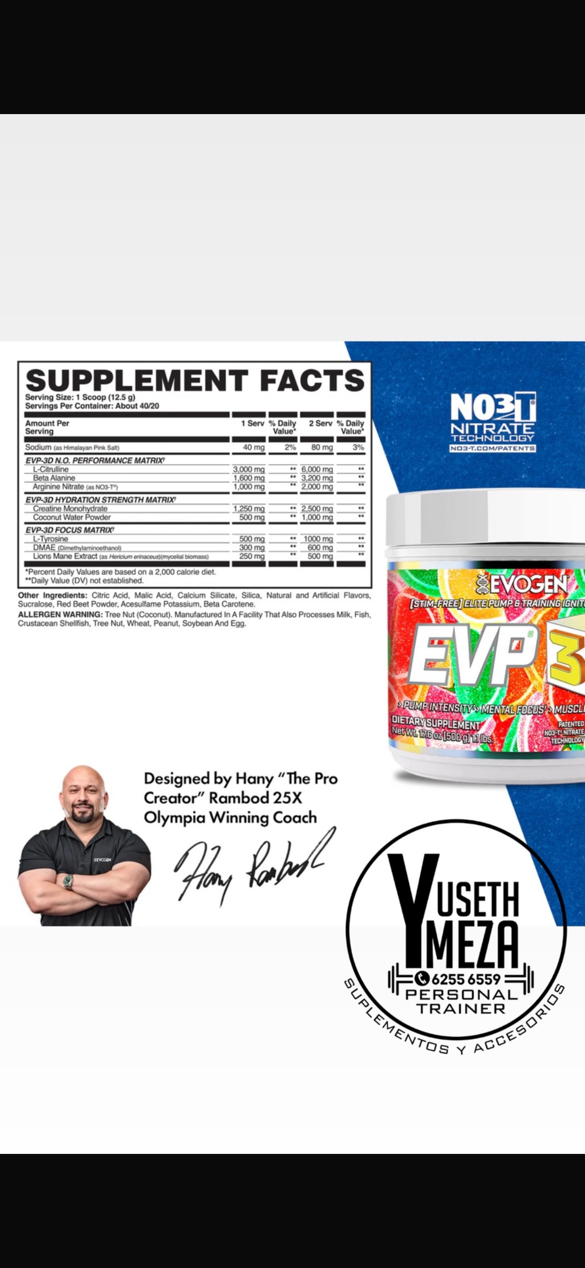 Evogen/ Preentreno EVP-3D / Sin estimulantes