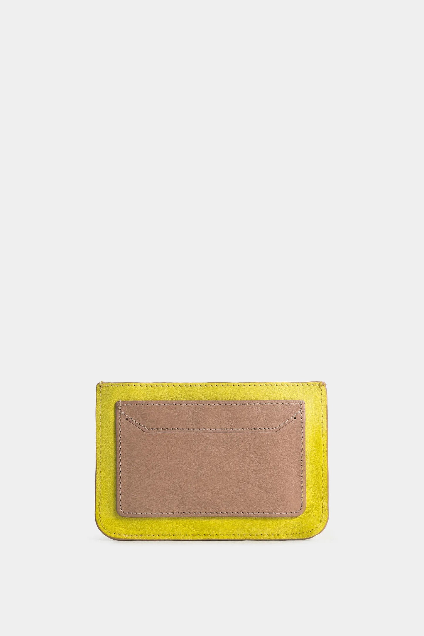 Porta tarjetas haute de cuero liso para mujer tinta en contraste