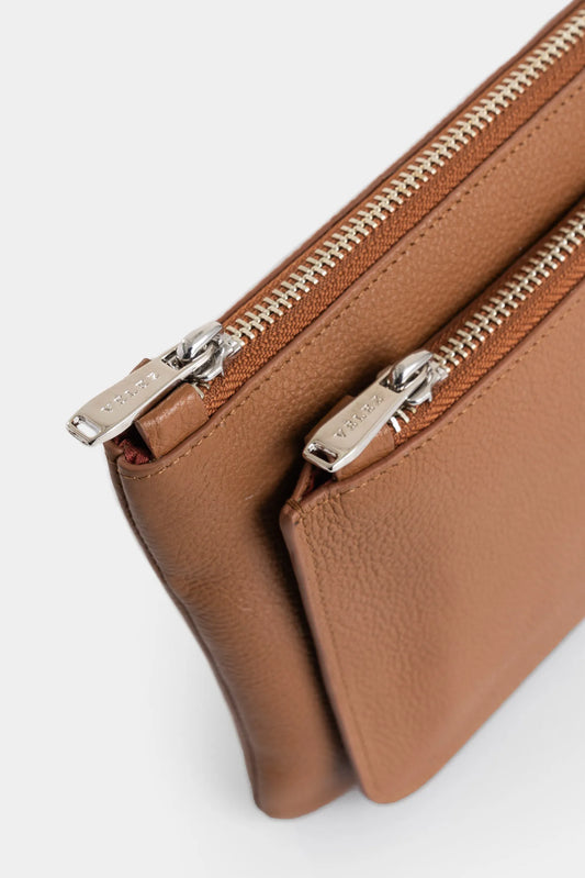 Cosmetiquera de cuero para mujer doble bolsillo – Modelo Arándano