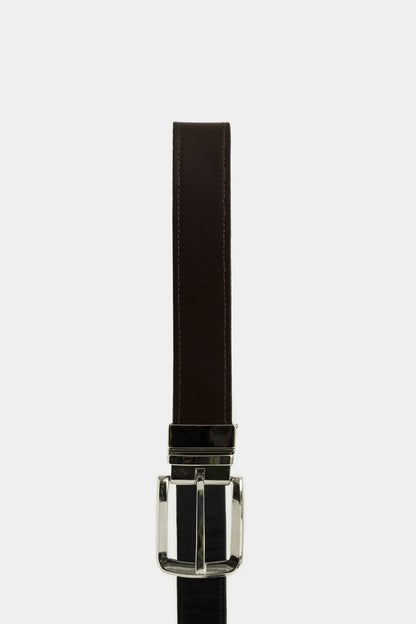 Cinturón doble faz austen de cuero para hombre costuras decorativas bordes