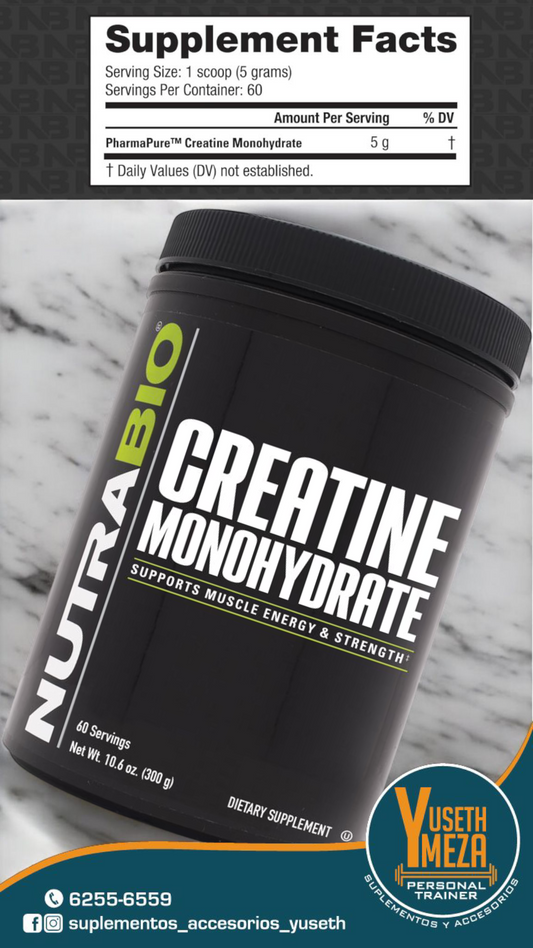 NUTRABIO CREATINA MONOHIDRATADA / 60 Servidas / 5g Cada Servida