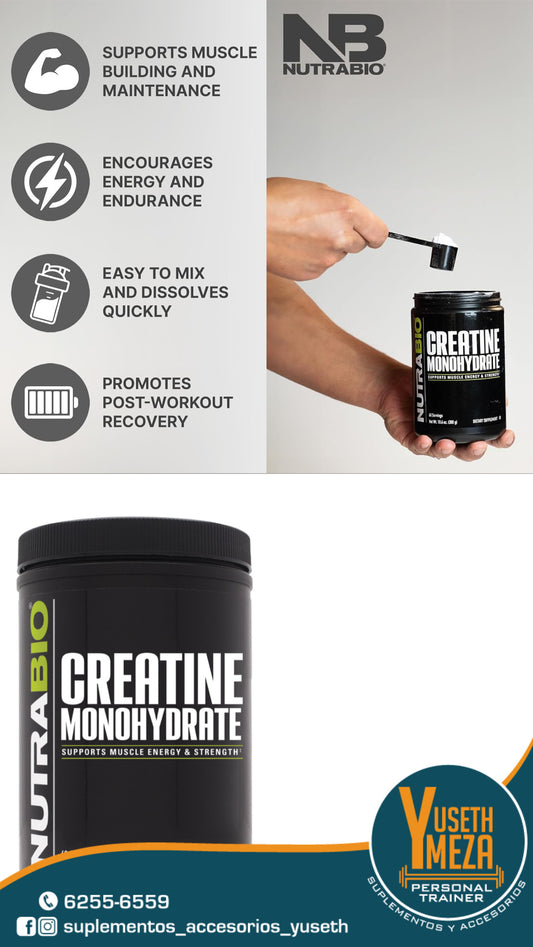 NUTRABIO CREATINA MONOHIDRATADA 100 Servidas/ 5g Cada Servida.