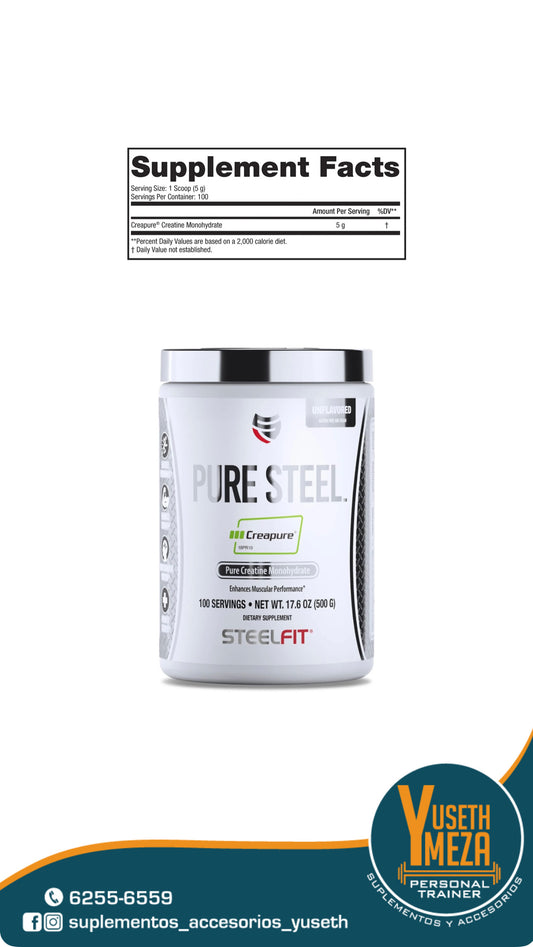 STEEL FIT CREATINA / 100 Servidas / 5g Cada Servida.