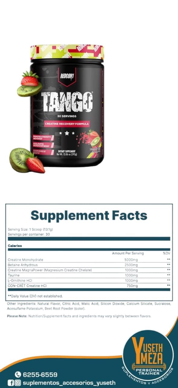 REDCON TANGO CREATINA / FRESA KIWI / 30 Servida / 13.1g Cada Servida.